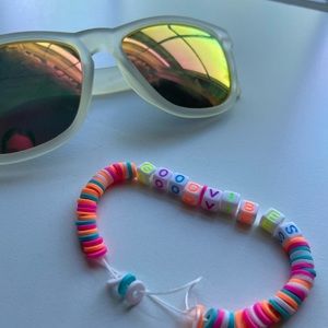 Good Vibes Bracelet. Pink Blue White and Orange